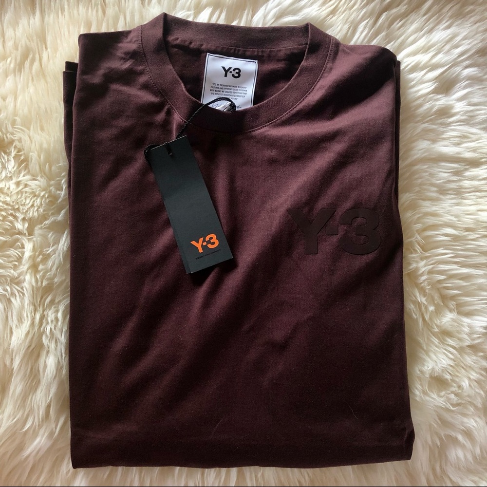 NWT Y-3 Burgundy Logo Long Sleeve Tee GK4515